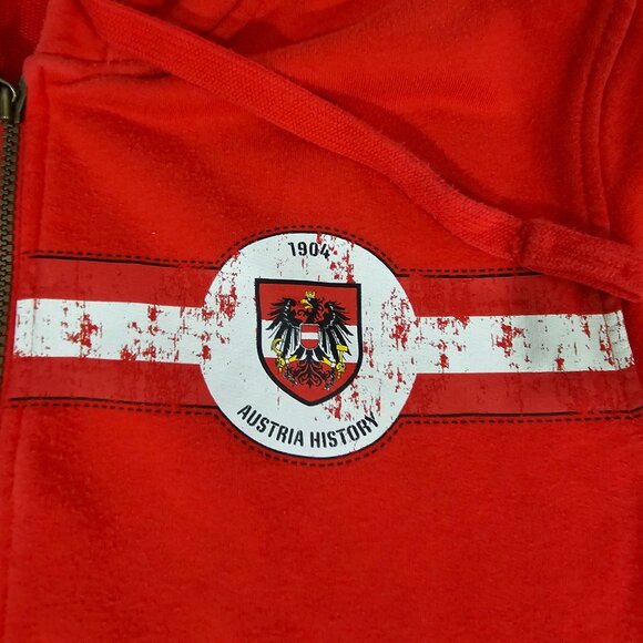 Puma Austria History Red Hoodie M Cotton/Polyester Full-Zip Sweatshirt Pockets - Picture 4 of 8